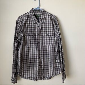 Eddie Bauer Men's Brown Plaid Shirt Classic Fit Size Large